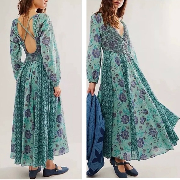 Free People A New Way Maxi Teal Combo Size S - Picture 4 of 11